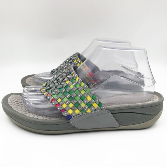 BARETRAPS Multicolored Gray Stretch Woven Flip Flop Sandals Womens 8 - Picture 4 of 10